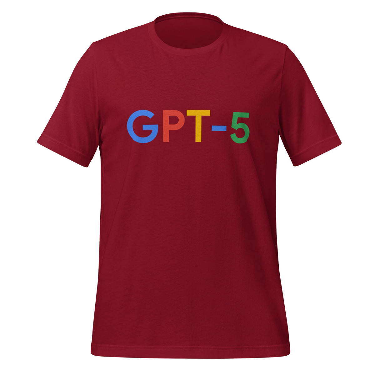 Product mockup photo of the GPT 5 Search Logo T Shirt (unisex) Cardinal / M.