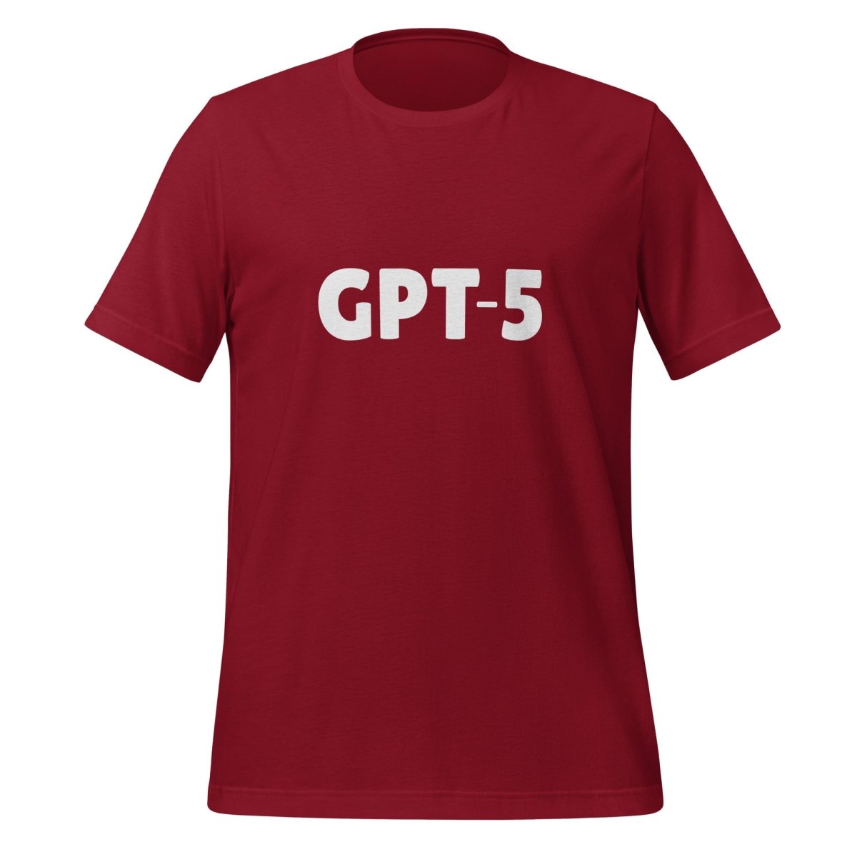 Product mockup photo of the GPT 5 T Shirt 2 (unisex) Cardinal / M.
