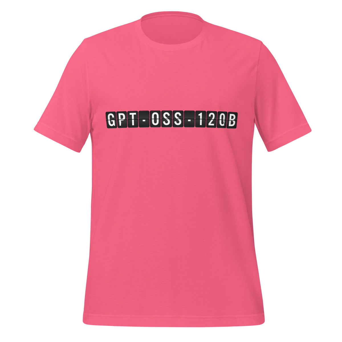 Product mockup photo of the gpt oss 120b Arrival T Shirt (unisex) Charity Pink / M.