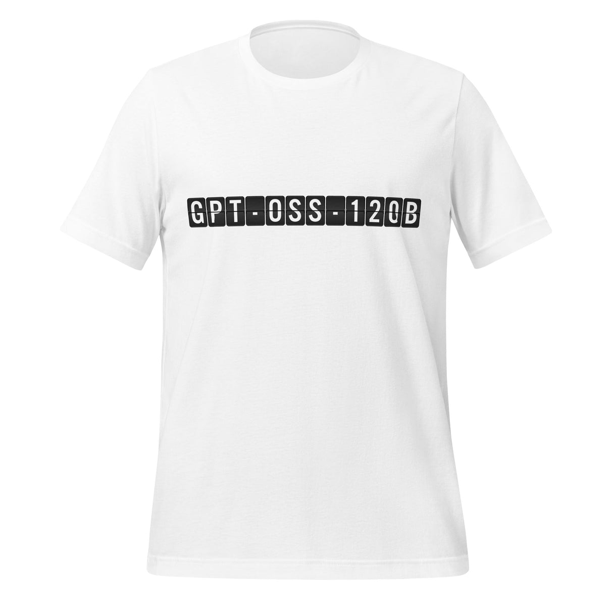 Product mockup photo of the gpt oss 120b Arrival T Shirt (unisex) White / M.