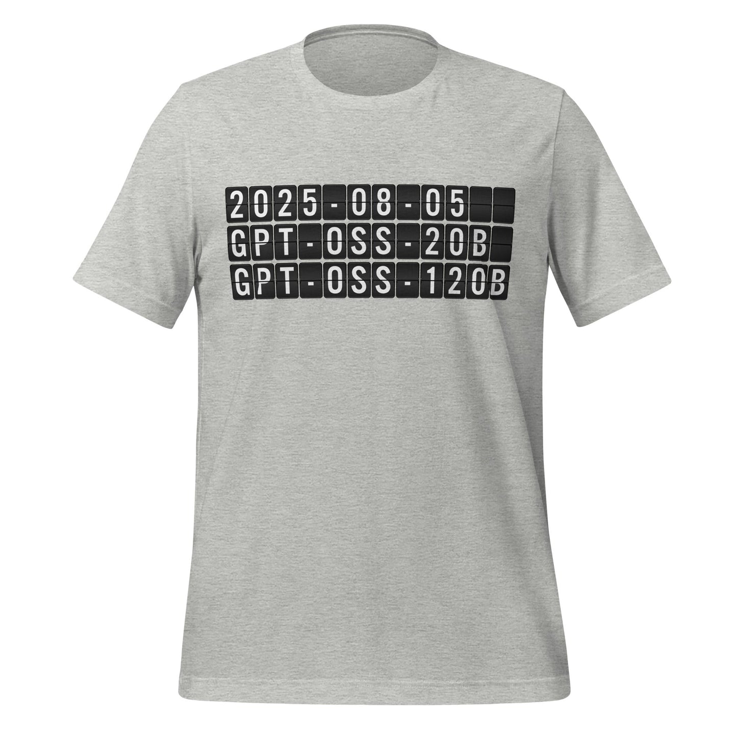 Product mockup photo of the gpt oss Arrival T Shirt (unisex) Athletic Heather / M.