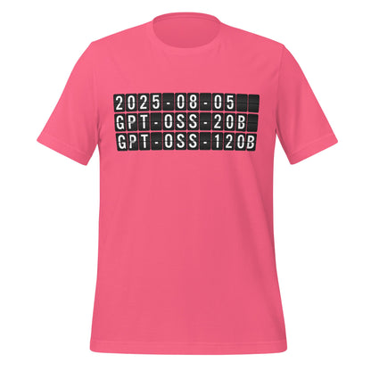 Product mockup photo of the gpt oss Arrival T Shirt (unisex) Charity Pink / M.