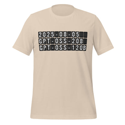 Product mockup photo of the gpt oss Arrival T Shirt (unisex) Soft Cream / M.