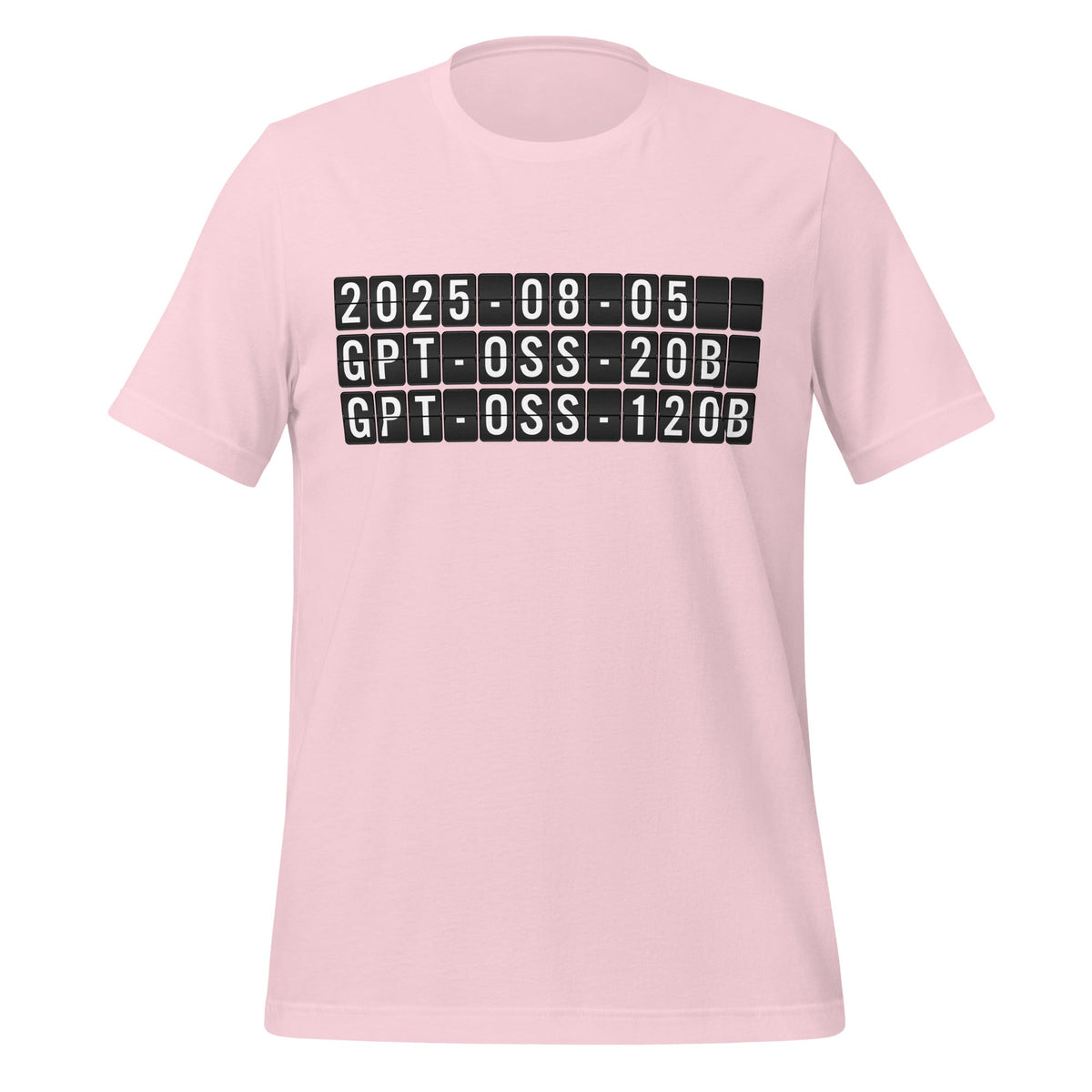 Product mockup photo of the gpt oss Arrival T Shirt (unisex) Soft Pink / M.
