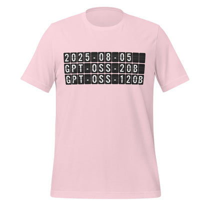 Product mockup photo of the gpt oss Arrival T Shirt (unisex) Soft Pink / M.