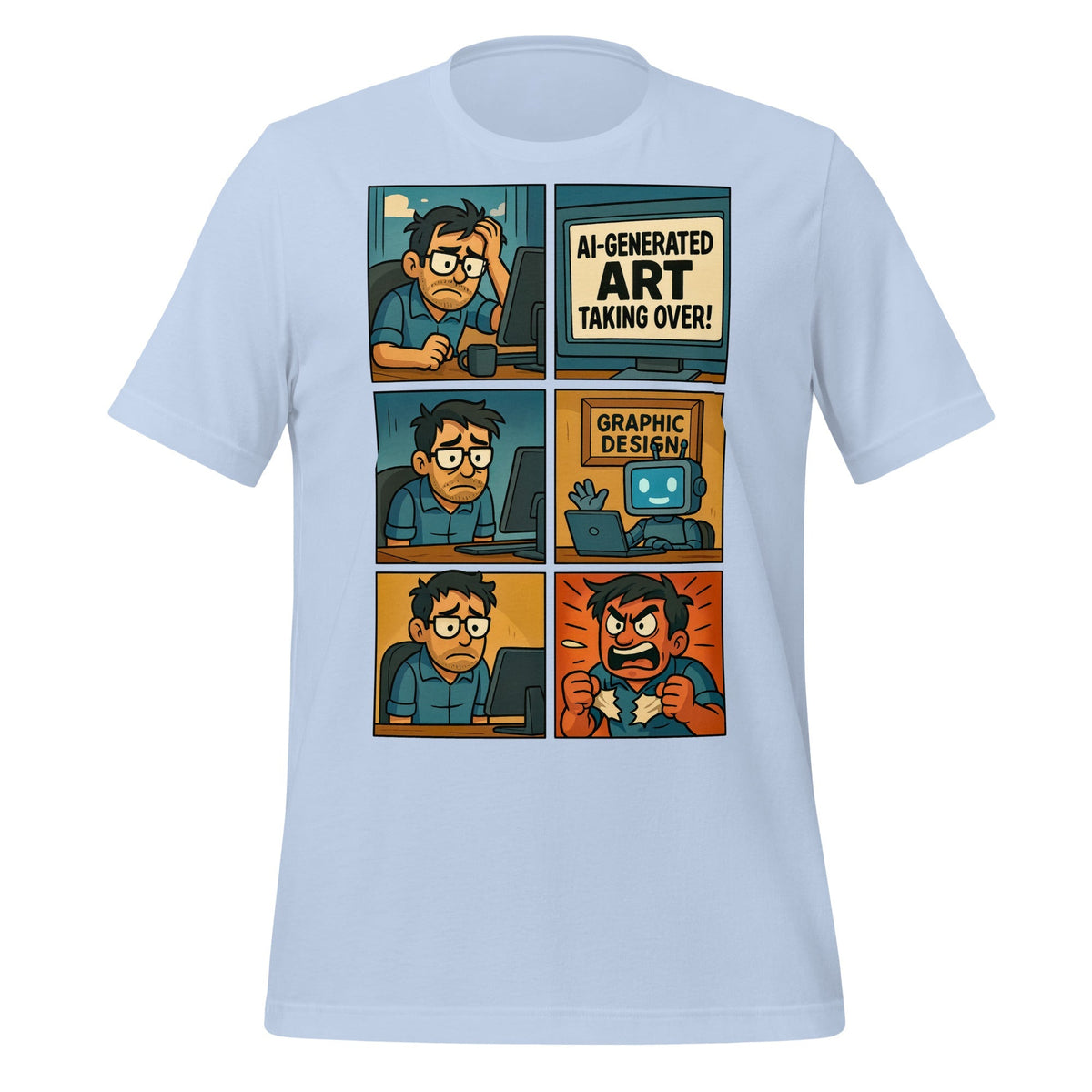 Product mockup photo of the Graphic Design Job T Shirt 3 (unisex) Baby Blue / M.