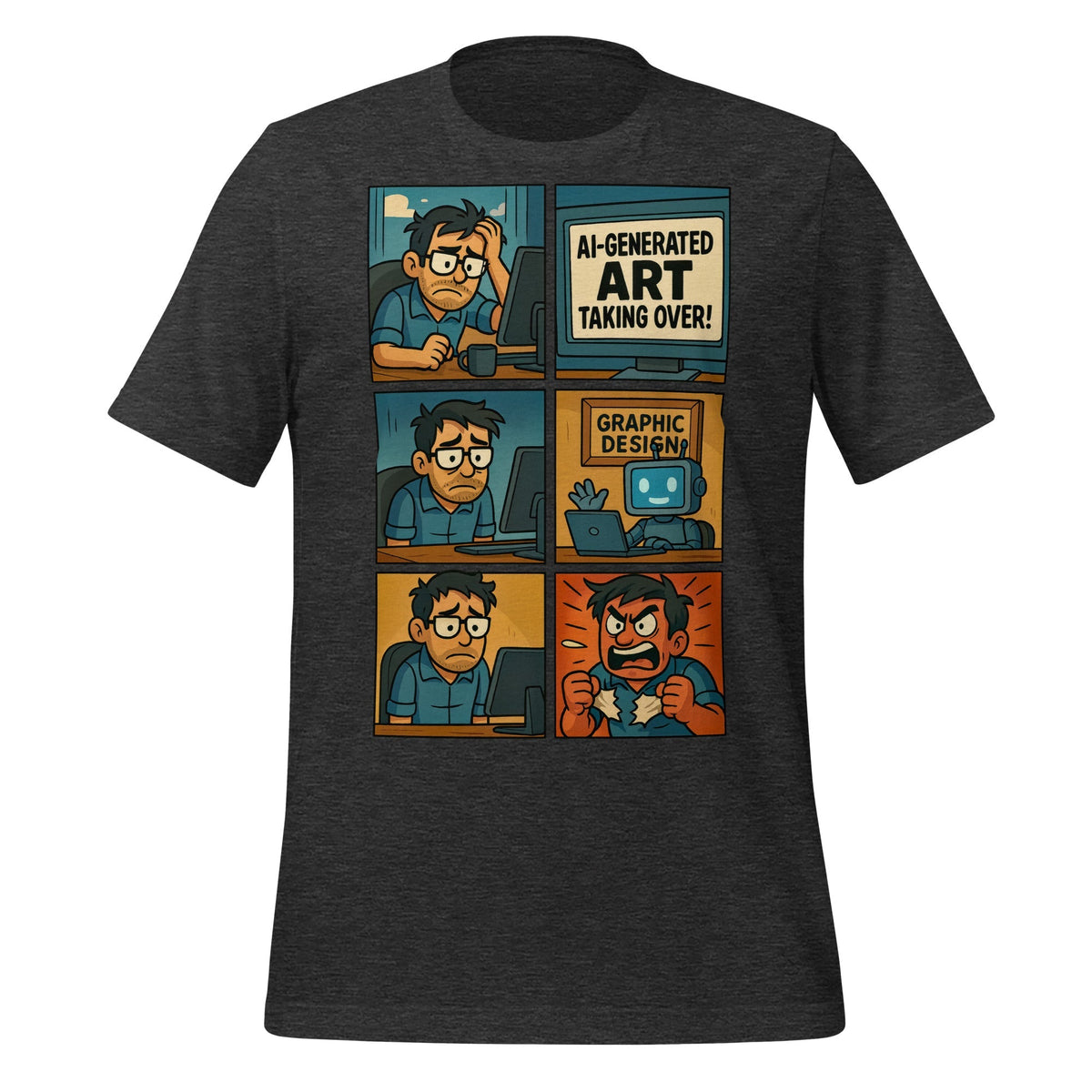 Product mockup photo of the Graphic Design Job T Shirt 3 (unisex) Dark Grey Heather / M.