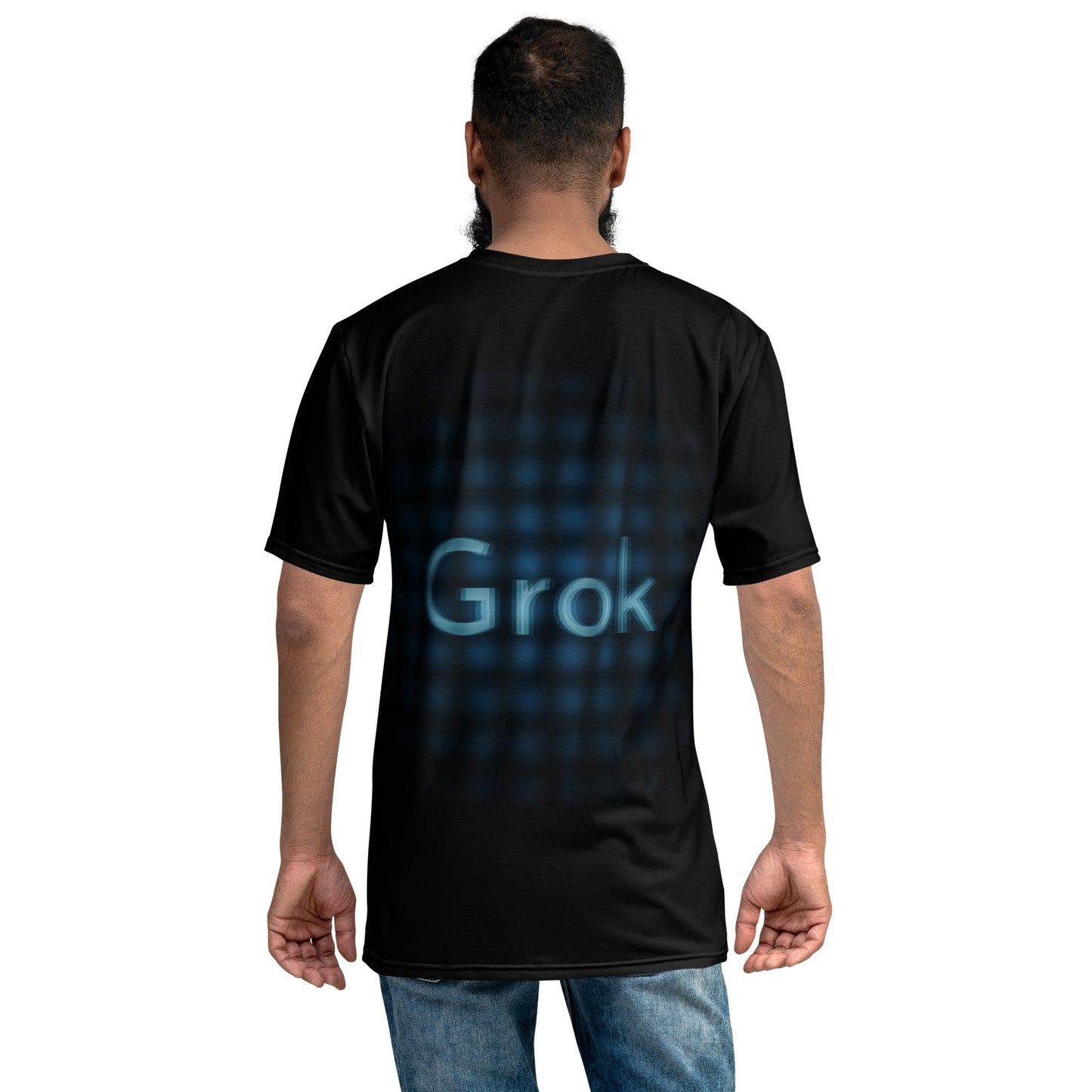 Product mockup photo of the Grok 1.5 Glitch T Shirt (men).