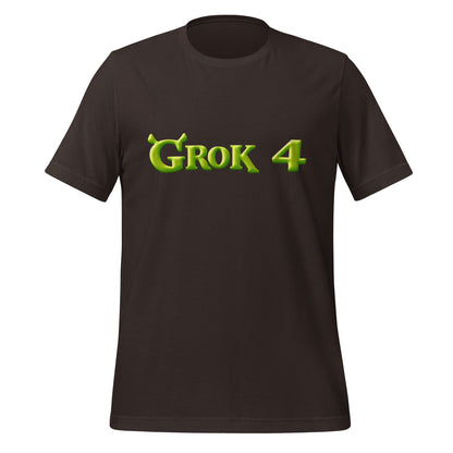 Product mockup photo of the Grok 4 Ogre T Shirt (unisex) Brown / M.