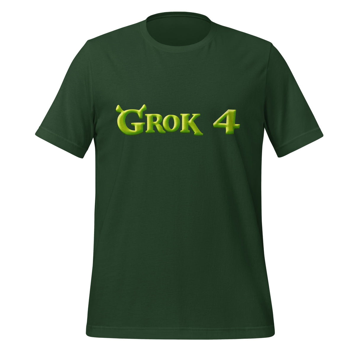 Product mockup photo of the Grok 4 Ogre T Shirt (unisex) Forest / M.
