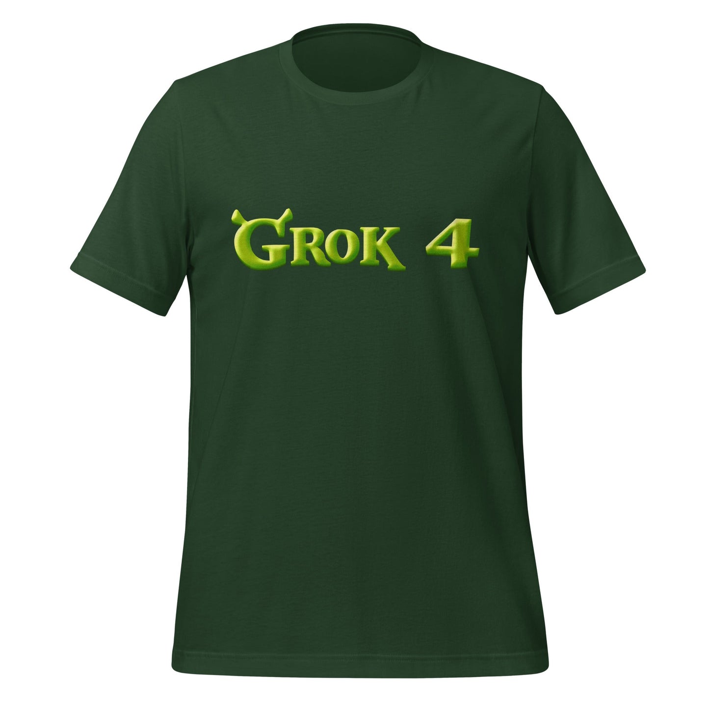 Product mockup photo of the Grok 4 Ogre T Shirt (unisex) Forest / M.