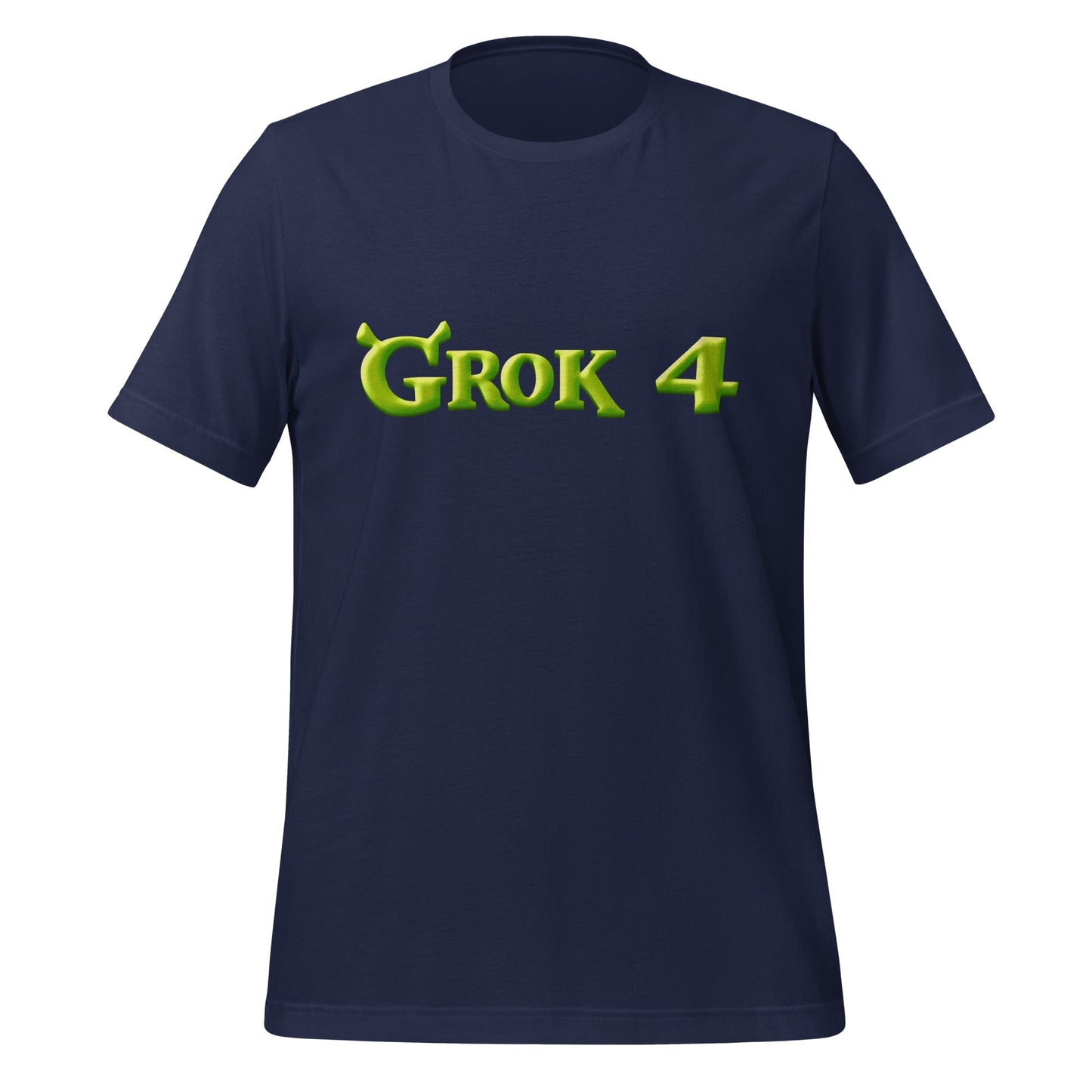 Product mockup photo of the Grok 4 Ogre T Shirt (unisex) Navy / M.