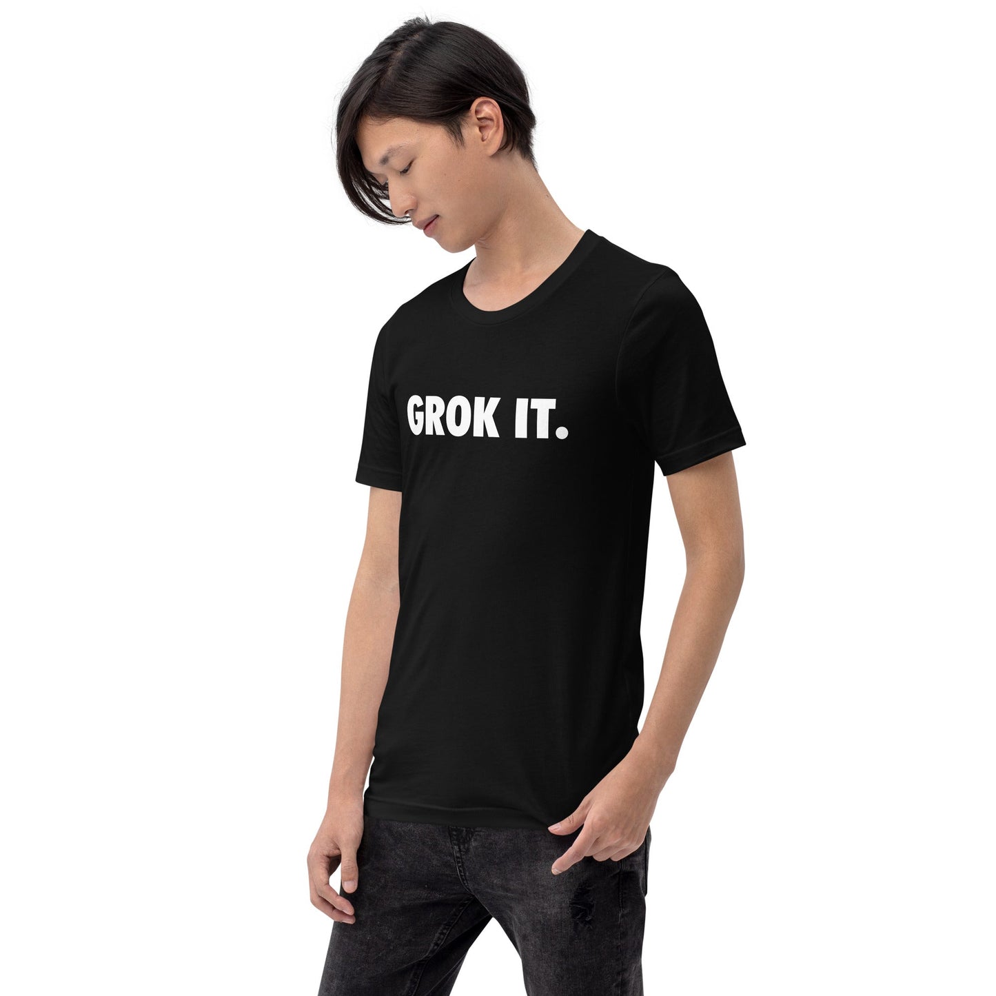 Product mockup photo of the GROK IT. T Shirt (unisex).