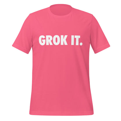 Product mockup photo of the GROK IT. T Shirt (unisex) Charity Pink / M.