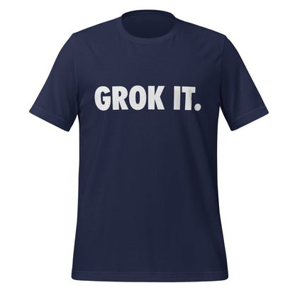Product mockup photo of the GROK IT. T Shirt (unisex) Navy / M.