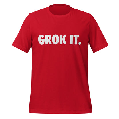 Product mockup photo of the GROK IT. T Shirt (unisex) Red / M.