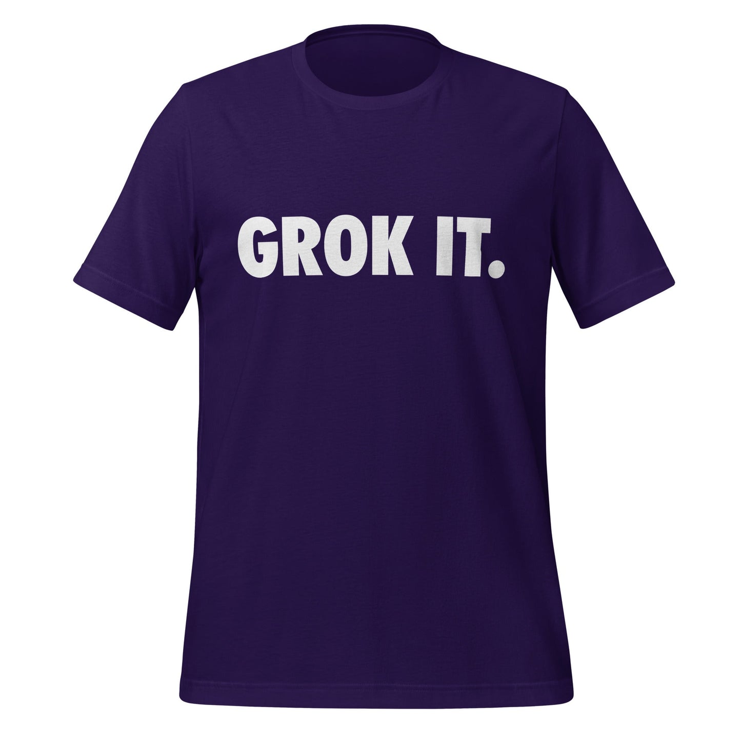 Product mockup photo of the GROK IT. T Shirt (unisex) Team Purple / M.