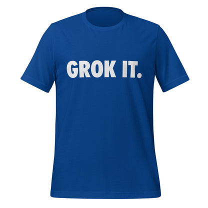 Product mockup photo of the GROK IT. T Shirt (unisex) True Royal / M.
