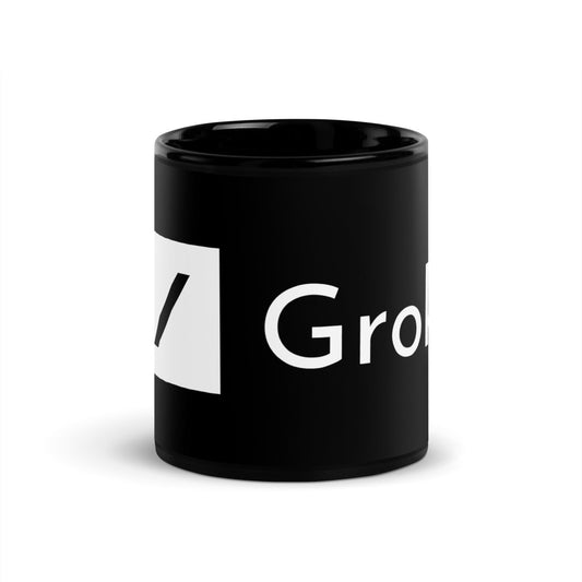 Grok Logo on Black Glossy Mug - AI Store
