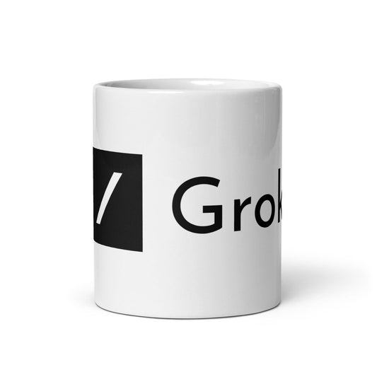 Grok Logo on White Glossy Mug - AI Store