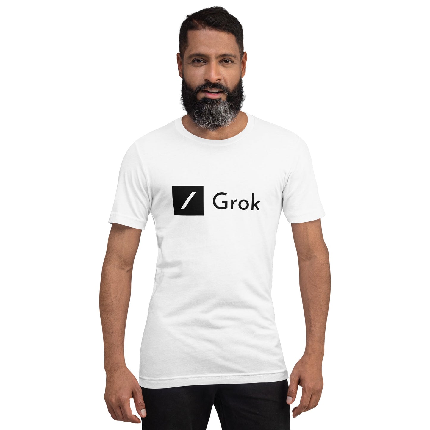 Product mockup photo of the Grok T Shirt (unisex).