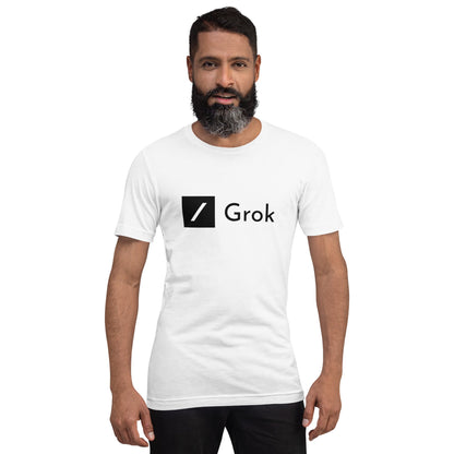 Product mockup photo of the Grok T Shirt (unisex).