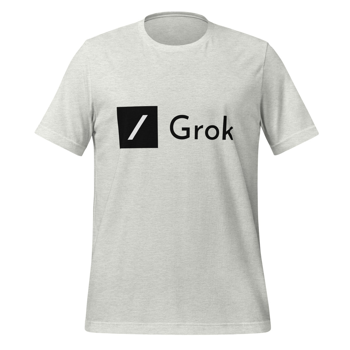 Product mockup photo of the Grok T Shirt (unisex) Ash / M.