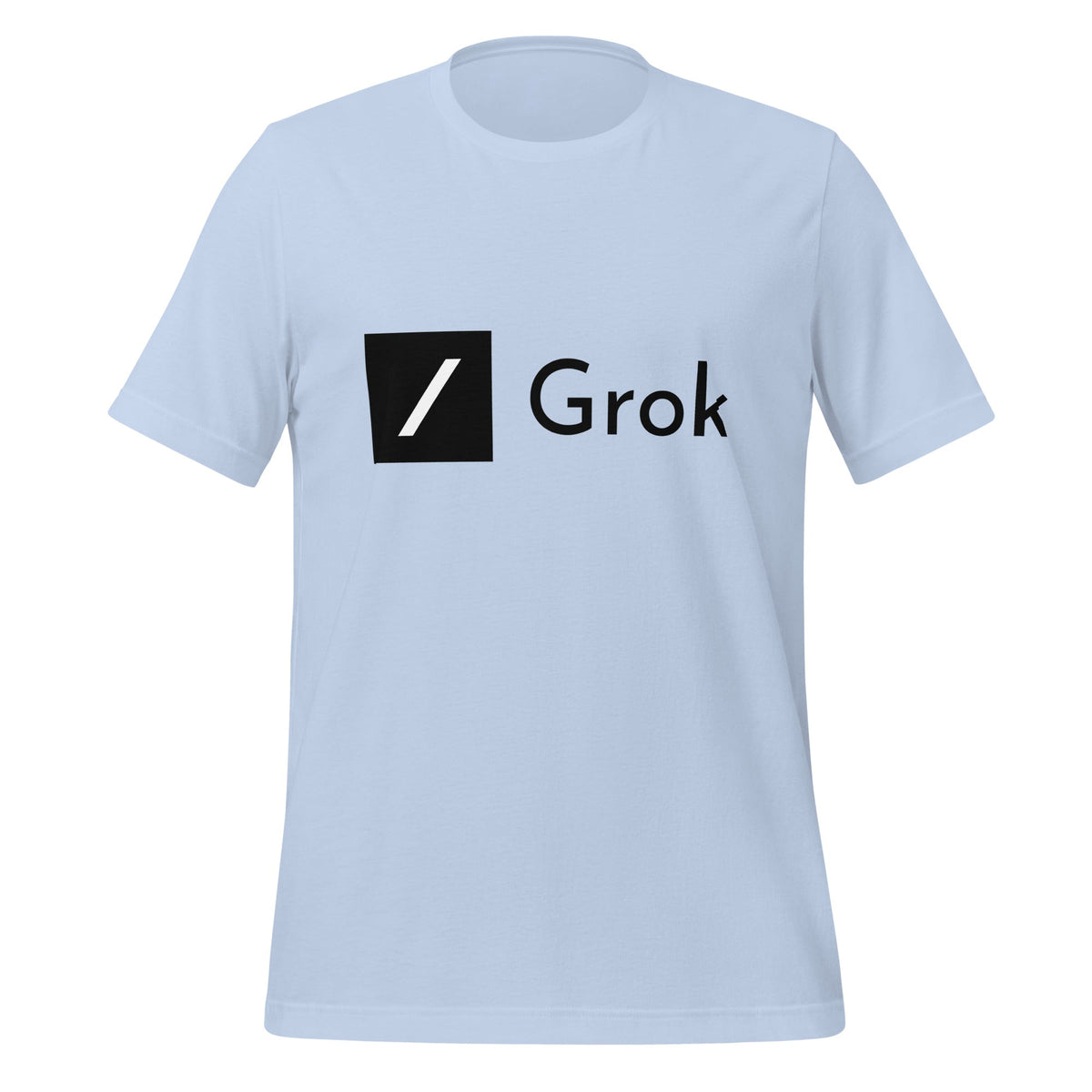 Product mockup photo of the Grok T Shirt (unisex) Baby Blue / M.