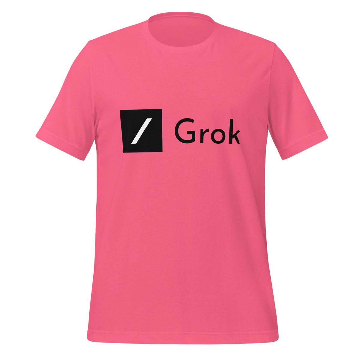 Product mockup photo of the Grok T Shirt (unisex) Charity Pink / M.