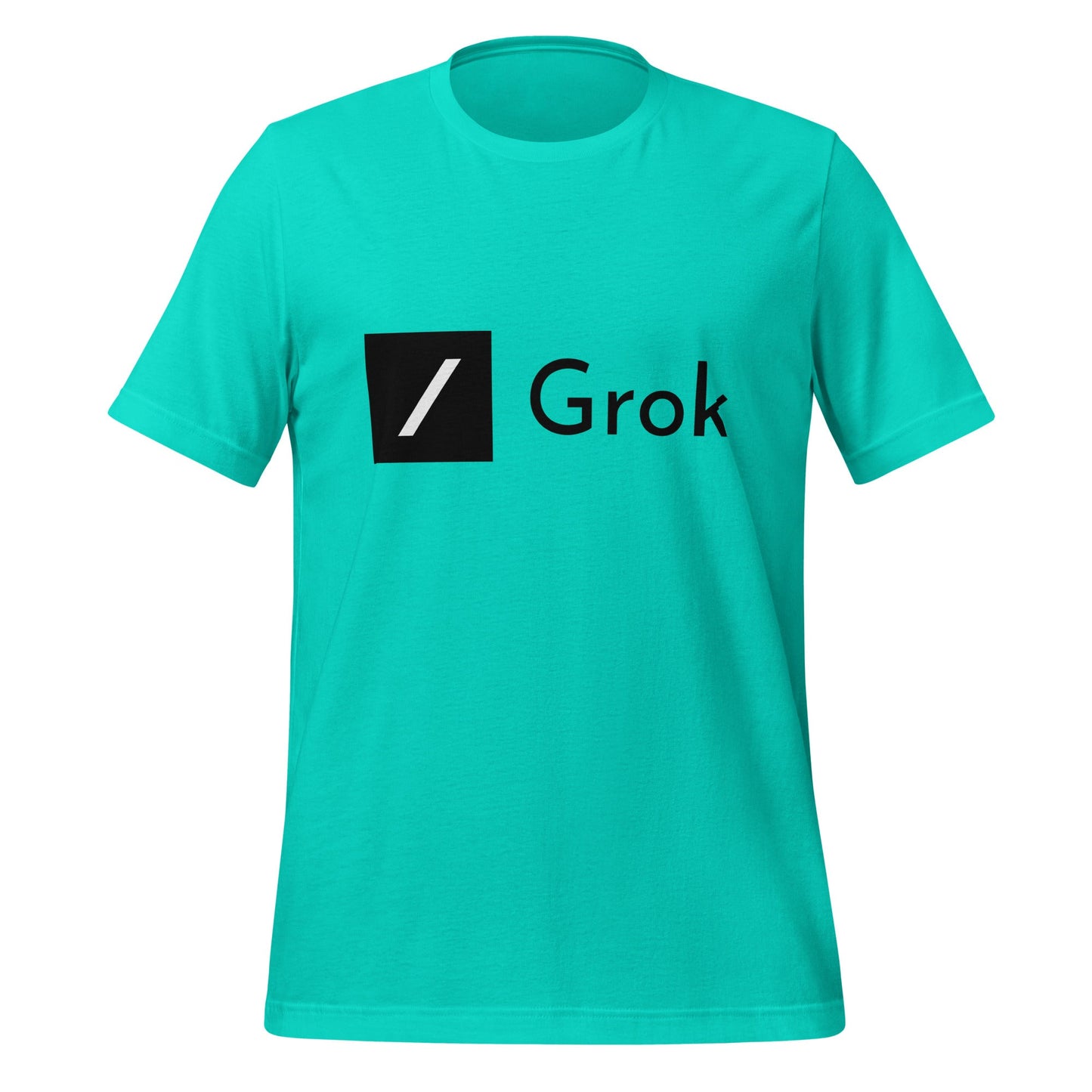 Product mockup photo of the Grok T Shirt (unisex) Teal / M.