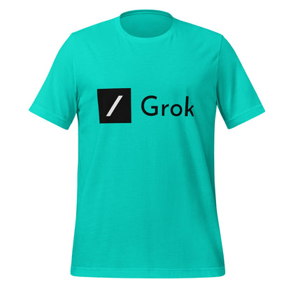 Product mockup photo of the Grok T Shirt (unisex) Teal / M.