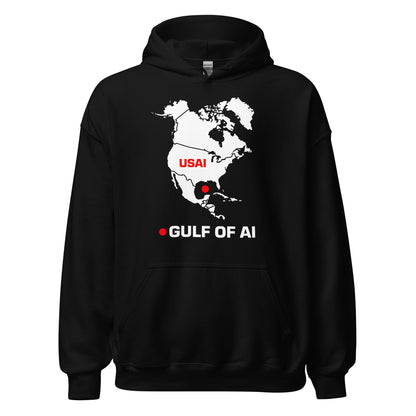 Product mockup photo of the Gulf of AI Hoodie (unisex) Black / M.