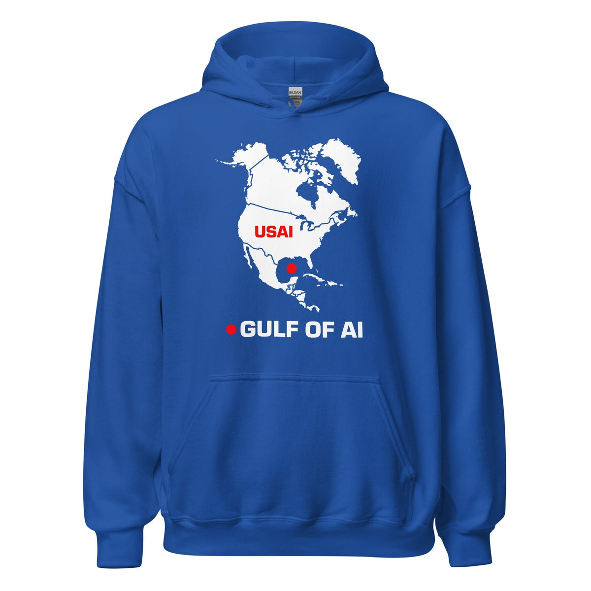 Product mockup photo of the Gulf of AI Hoodie (unisex) Royal / M.