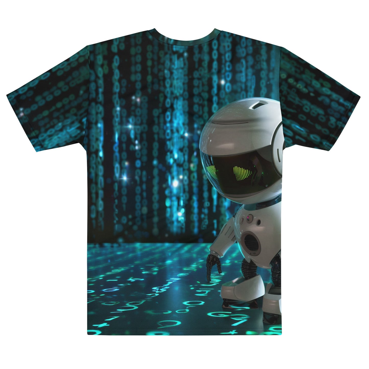 Product mockup photo of the Hacking Robot Hero T Shirt (men).