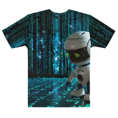 Product mockup photo of the Hacking Robot Hero T Shirt (men).