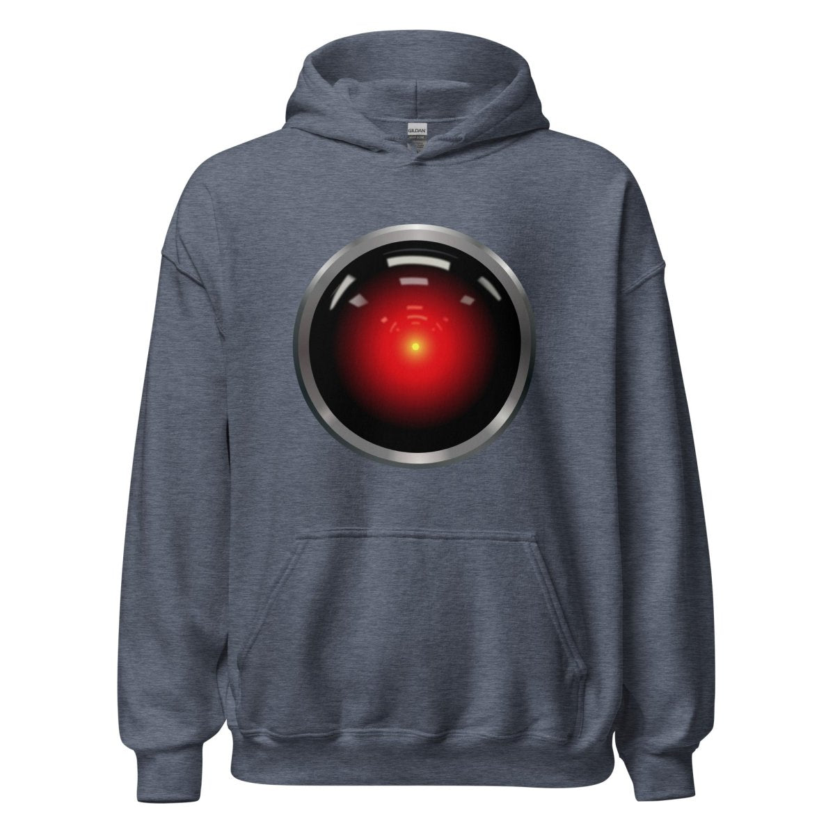 Product mockup photo of the HAL 9000 Hoodie (unisex) Heather Sport Dark Navy / M.