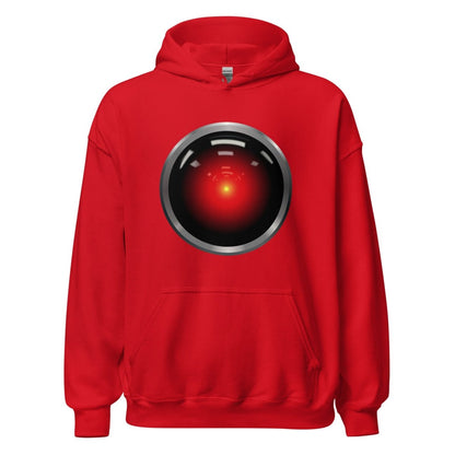 Product mockup photo of the HAL 9000 Hoodie (unisex) Red / M.