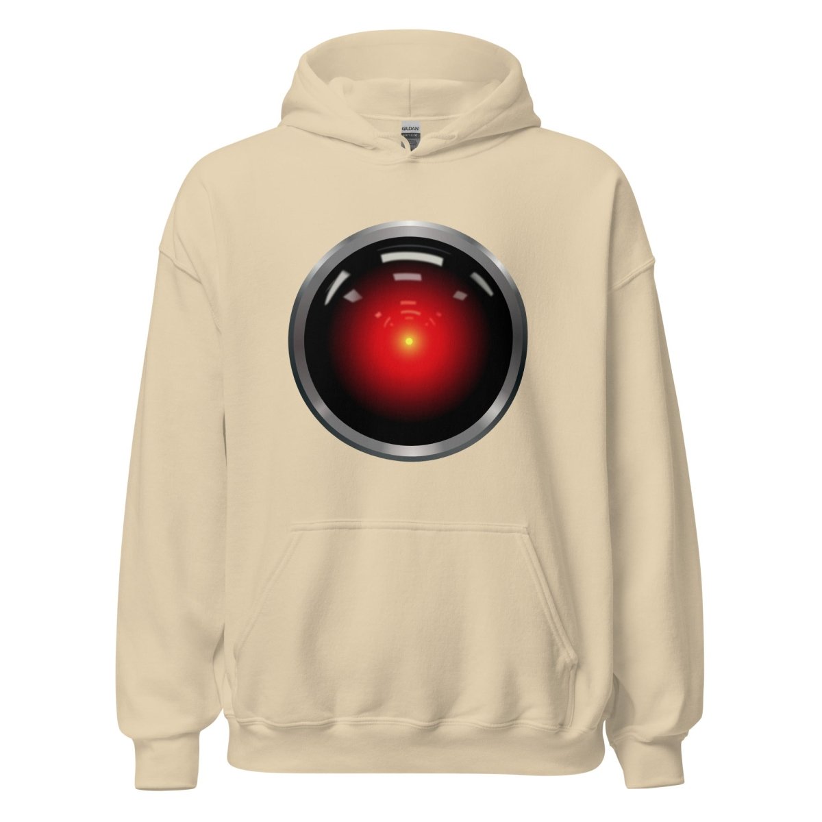 Product mockup photo of the HAL 9000 Hoodie (unisex) Sand / M.