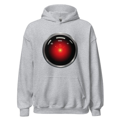 Product mockup photo of the HAL 9000 Hoodie (unisex) Sport Grey / M.