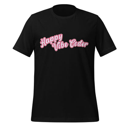 Mockup image of the Happy Vibe Coder T-Shirt (unisex) Black / M.