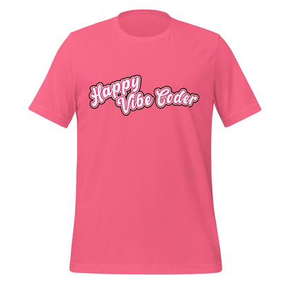 Mockup image of the Happy Vibe Coder T-Shirt (unisex) Charity Pink / M.