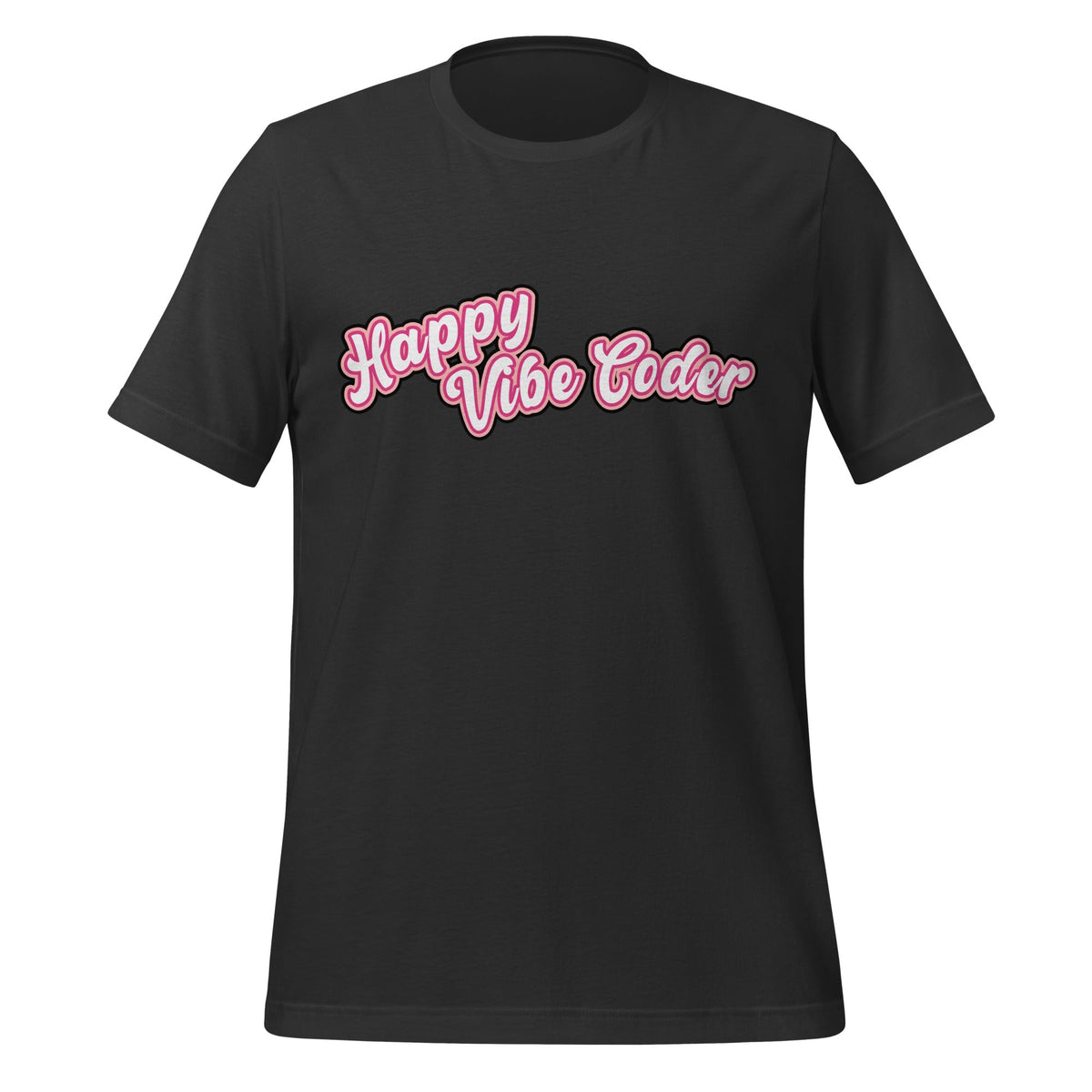 Mockup image of the Happy Vibe Coder T-Shirt (unisex) Dark Grey / M.