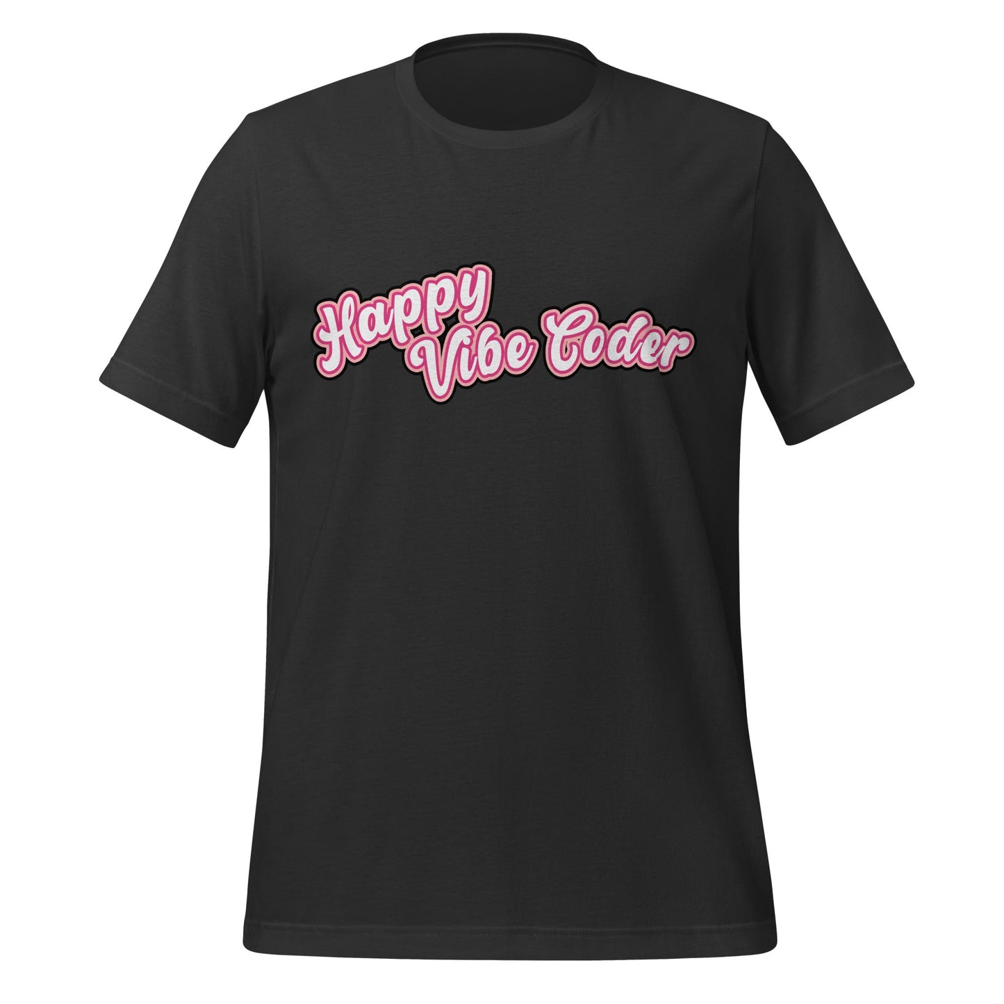 Mockup image of the Happy Vibe Coder T-Shirt (unisex) Dark Grey / M.