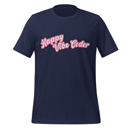 Mockup image of the Happy Vibe Coder T-Shirt (unisex) Navy / M.