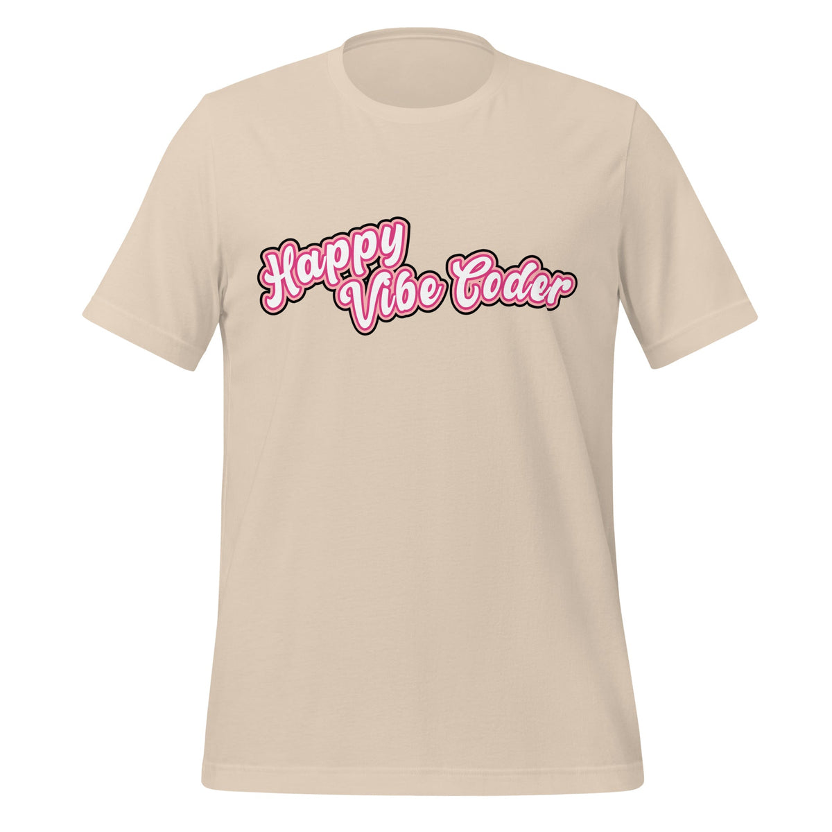 Mockup image of the Happy Vibe Coder T-Shirt (unisex) Soft Cream / M.
