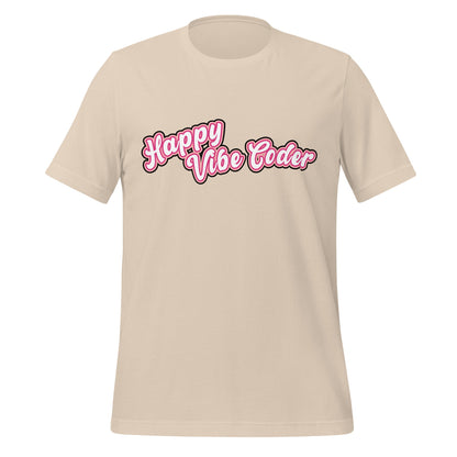 Mockup image of the Happy Vibe Coder T-Shirt (unisex) Soft Cream / M.