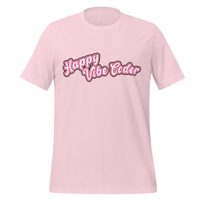 Mockup image of the Happy Vibe Coder T-Shirt (unisex) Soft Pink / M.