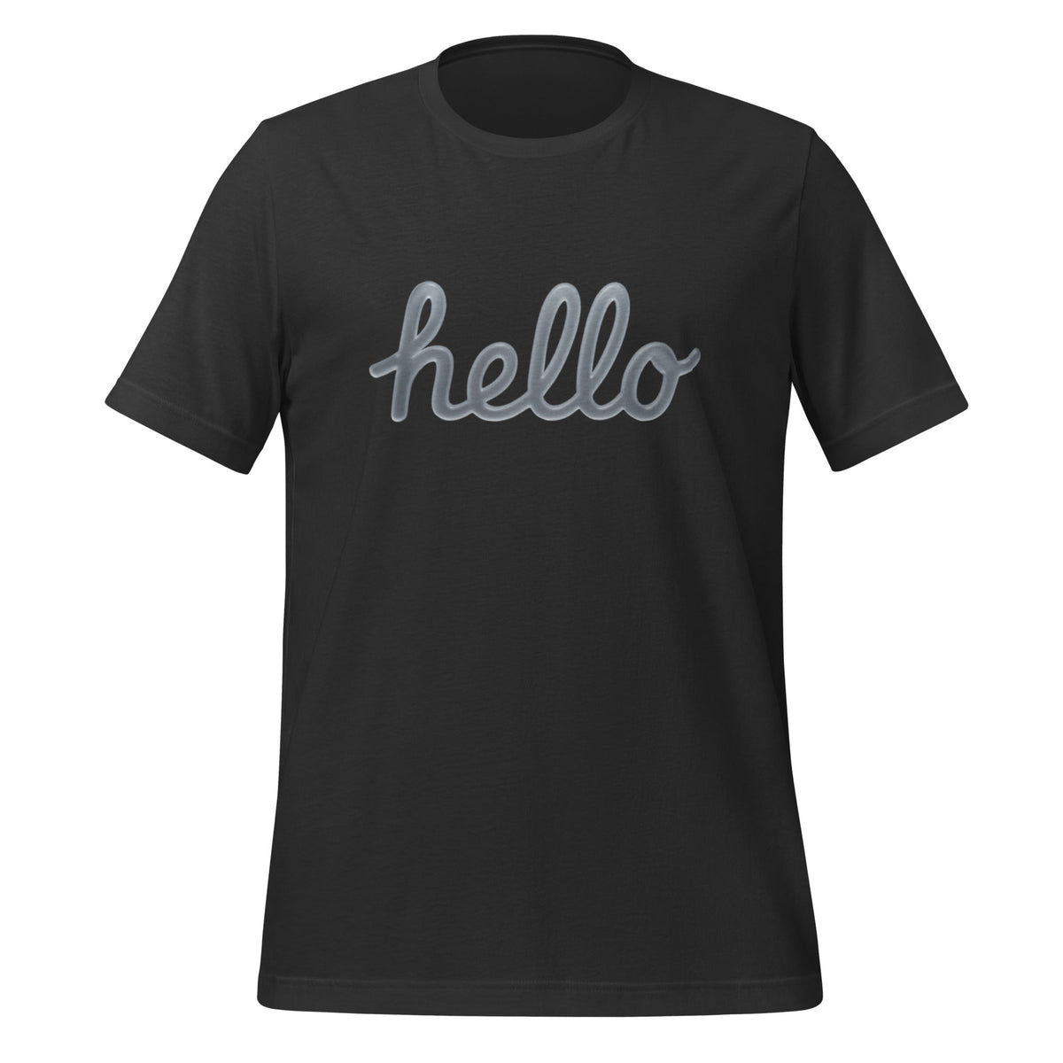 Image of the hello Liquid Glass T-Shirt (unisex) Dark Grey / M.