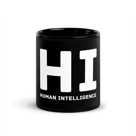 HI Human Intelligence Black Glossy Mug - AI Store