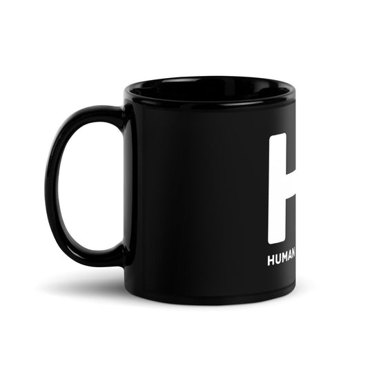 Image of the HI Human Intelligence Black Glossy Mug.